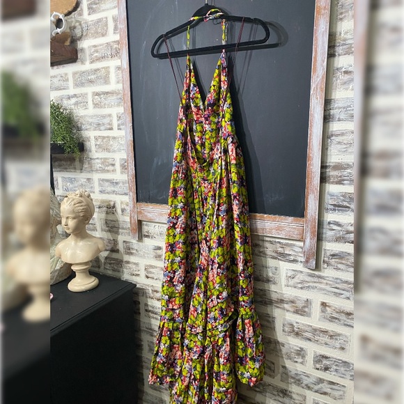 Free People FP One Dress Floral Flowy Spaghetti Strap Hi Low Length Dress Size 6 - Picture 5 of 10